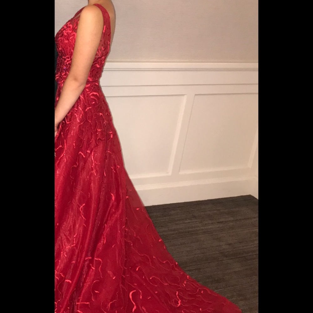 A beautiful red prom dress